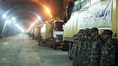 A photo released by Iran’s Fars news agency last week shows an underground missile base with launcher units in an undisclosed location. farsnews.com / via Reuters