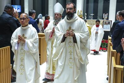 A special mass was held in honour of Pope Francis at the Abrahamic Family House in Abu Dhabi. Victor Besa / The National