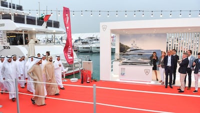Sheikh Mohammed bin Rashid visits the 27th edition Dubai International Boat Show held on the Dubai Canal. All photos by Wam