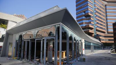 A view of a damaged building inside the PolyU. EPA