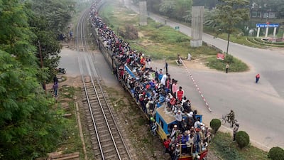 Muslim devotees leave after taking part in the final prayers, during the annual Muslim gathering 'Biswa Ijtema' in Dhaka, Bangladesh. AFP