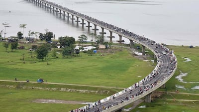Indian Prime Minister Narendra Modi inaugurated the longest bridge in India on 26 May 2017. EPA/INDIA PRESS INFORMATION BUREAU