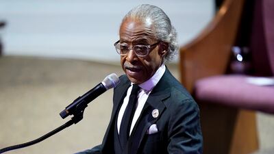 Rev Al Sharpton delivers the eulogy for Mr Nichols. AP