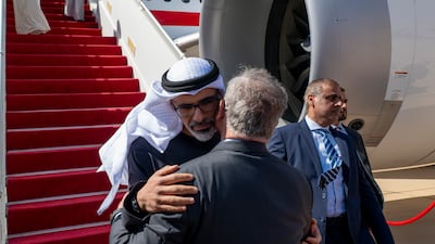 The Crown Prince of Abu Dhabi is welcomed by King Abdullah