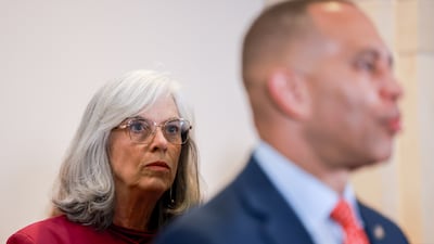 Democratic Whip Katherine Clark, left, has said she would support the amendment, putting her at odds with House Minority Leader Hakeem Jeffries, right. Bloomberg