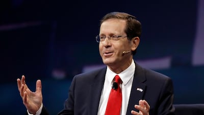 Isaac Herzog speaks at the AIPAC Policy Conference, Washington, in 2017. AP Photo