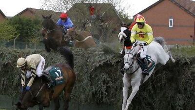 Neptune Collonges, ridden by Daryl Jacob, right, avoided the falling According To Pete to win last year's main event at The Grand National.
