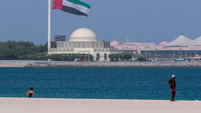 The UAE flag at Abu Dhabi Corniche is flown at half-mast to mark the death of Sheikh Saeed bin Zayed, the Representative of the Ruler of Abu Dhabi. Victor Besa / The National