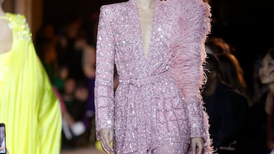 A cobweb beaded look at Zuhair Murad. Getty Images
