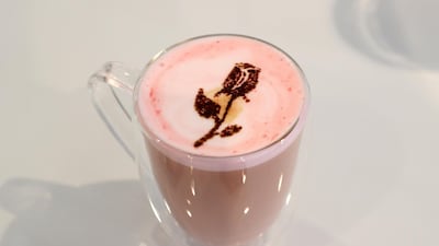 A Forever Rose latte at the Forever Rose Cafe. Pawan Singh / The National