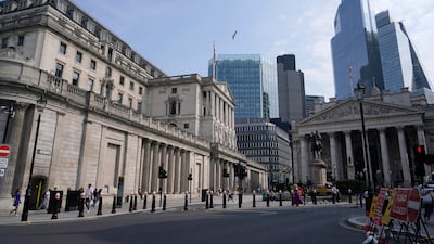 The Bank of England in London. It has cut interest rates from 5.25% to 5%. AP