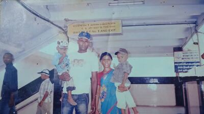 Mahipal Gollaguju with his family in India several years ago. The Indian farm worker came to Dubai hoping to save money for his children’s education and care for his family. Photo: Mahipal Gollaguju