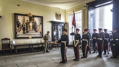 Graduating Sandhurst cadets march into the academy following the conclusion of the sovereigns parade at Sandhurst in 2015. Getty Images