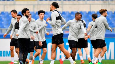 Liverpool's players trained in Rome on Tuesday ahead of the second leg of their Uefa Champions League tie with Roma on Wednesday. Ettore Ferrari / ANSA