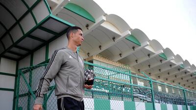 Cristiano Ronaldo arrives at the session. Getty Images