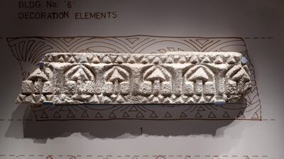 Plasterwork from Jumeirah on display at the Hajj: Memories of a Journey exhibition at Sheikh Zayed Mosque. Chris Whiteoak / The National