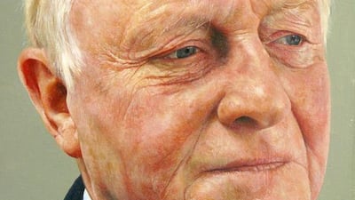 Lord Kinnock, Oil on Canvas 30 x 25cm by painter Edward Sutcliffe for the exhibition In the Bathroom Mirror: Effigies and Faces at Ductac. Courtesy Ductac