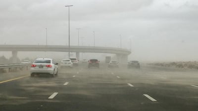 Rain, wind and cloudy conditions on the Dubai - Abu Dhabi highway. Pawan Singh / The National