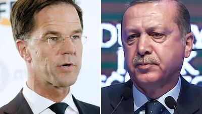Dutch prime minister Mark Rutte (left) and Turkish president Recep Tayyip Erdogan (right) both have something to gain from their ongoing row. Left photo: Ozan Kose/AFP; right photo: Bart Maat/EPA