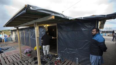 Tarpaulin covers a makeshift mosque. Stephen Lock for The National