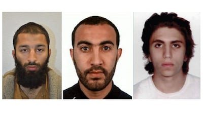 Undated photos of (l-r) Khuran Shazad Butt, Rachid REdouane and Youssef Zaghba, who carried out the attack on London Bridge and in Borough Market on June 3, killing seven people and injuring 48 more. They were shot dead by police. Photo courtesy of London Metropolitan Police via EPA