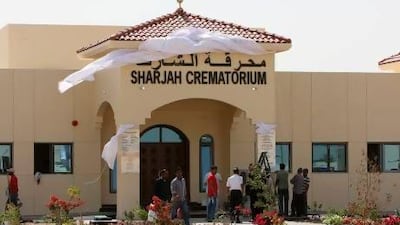 The crematorium, the fourth of its kind in the country, is located in Al Juwaiza. It was built on 10 acres of land gifted to the community four years ago by Dr Sheikh Sultan bin Mohammed Al Qasimi, Ruler of Sharjah. Pawan Singh / The National