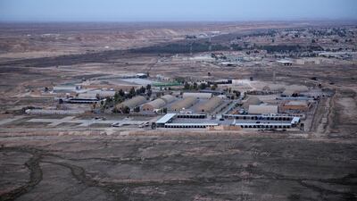 A photo taken from a helicopter shows Ain Al Asad air base in the western Anbar desert, Iraq. AP