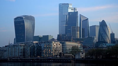 LONDON, ENGLAND - APRIL 16: A general view of the city skyline on April 16, 2020 in London, England . The Coronavirus (COVID-19) pandemic has spread to many countries across the world, claiming over 130,000 lives and infecting over 2 million people. (Photo by Andrew Redington/Getty Images)