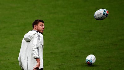 South Africa's Handre Pollard eyes the ball during training as he prepares for Sunday's semi-final against Wales. AP Photo