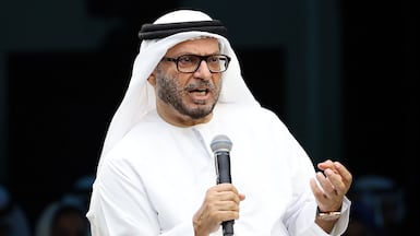 Dr Anwar Gargash speaks at the Gulf Creators event at Atlantis, The Palm. Chris Whiteoak / The National