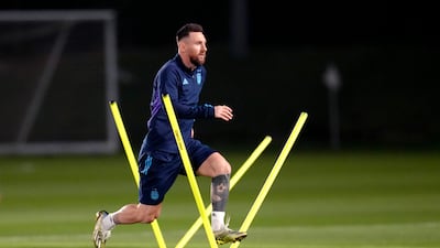 Argentina's Lionel Messi during a training session at Qatar University in Doha, on Monday, December 12, 2022. The South American side take on Croatia in the World Cup semi-final on Tuesday. PA