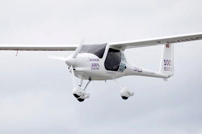Avinor's CEO Dag Falk-Petersen pilots the first flights by an electric aircraft, a Pipistrel Alpha Electro G2 in Norway. EPA