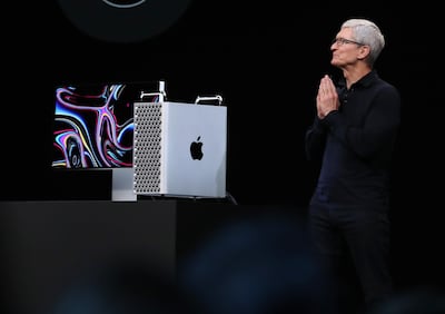 Apple CEO Tim Cook announces the new Mac Pro in June. Getty Images