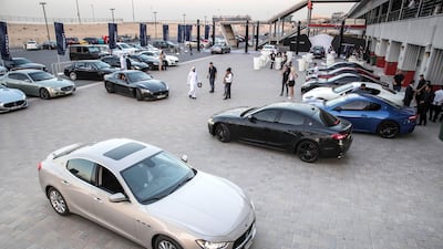 Owners Club members meet at Dubai Autodrome. Antonie Robertson / The National
