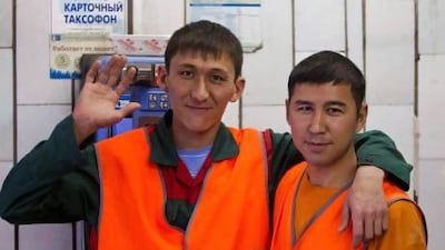 Uzbekistan natives and subway janitors Kushan, right, and Umid at work in Moscow. Two million Muslims now live in Moscow, a city of 12 million.