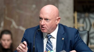 US Senator Mark Kelly during a hearing of the Senate Armed Services Committee on Capitol Hill, Washington, last month. AP