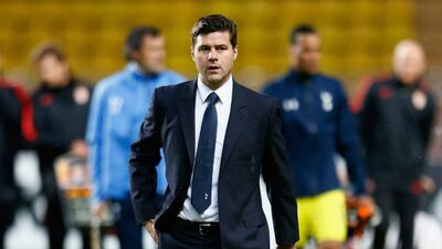 Tottenham Hotspur manager Mauricio Pochettino arrives at the sideline prior to Thursday night's match against AS Monaco at the Stade Louis II. Julian Finney / Getty Images