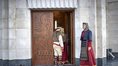 Armenians enter the Quba Mere Diwane temple, the world's largest Yazidi Temple, in Aknalich, as Yazidis mark their New Year. Kiran Ridley for The National