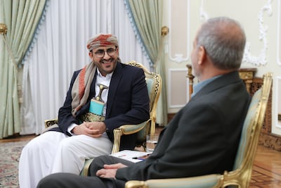 Houthi spokesman Mohammed Abdulsalam meeting Iranian President Masoud Pezeshkian in Tehran in July 2024. Iranian Presidency / Anadolu via Getty Images