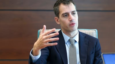 Arthur Mensch, chief executive of France's Mistral AI, at AI Everything summit in Abu Dhabi on Wednesday. Victor Besa / The National