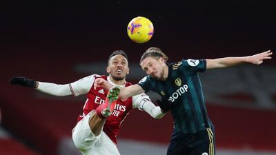 Arsenal's Pierre-Emerick Aubameyang scored a hat-trick against Leeds United. Reuters