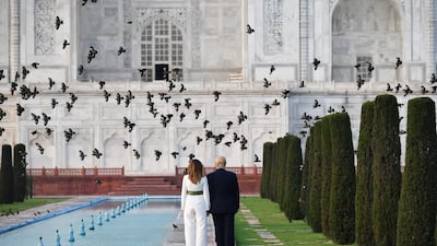 US President Donald Trump and First Lady Melania Trump visit the Taj Mahal. AFP