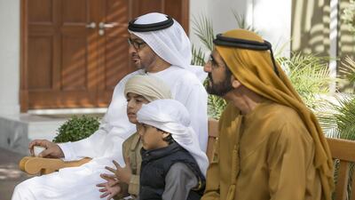 Sheikh Mohammed bin Rashid, Vice President and Ruler of Dubai, and Sheikh Mohammed bin Zayed, Crown Prince of Abu Dhabi and Deputy Supreme Commander of the Armed Forces, attend a lunch meeting in Dubai. Mohamed Al Hammadi / Crown Prince Court – Abu Dhabi