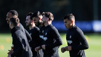 Chelsea defender Thiago Silva during training on the eve of their Champions League match against AC Milan. AFP