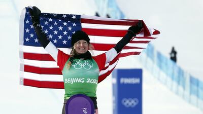 Lindsey Jacobellis of Team USA won the women's snowboard cross gold at the Beijing 2022 Winter Olympics in Zhangjiakou on Wednesday, February 9, 2022. Getty