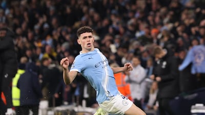 Phil Foden celebrates scoring Manchester City's winner in their 3-2 Premier League victory over Leeds United at Etihad Stadium on November 29, 2025. Getty Images