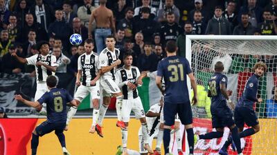 Juan Mata of Manchester United scores his team's first goal at Juventus. Getty