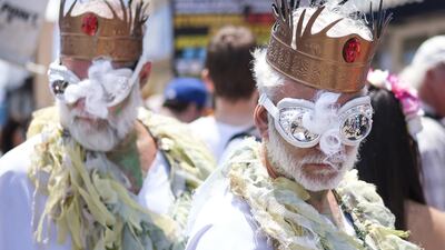 People in costume gather for the 37th annual Coney Island Mermaid parade in Brooklyn, New York, USA. EPA