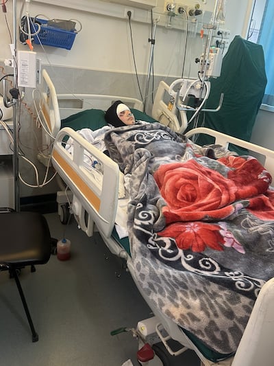 Zainab Faraj, a wounded freelance journalist being treated at Tebnin hospital on April 23. The National