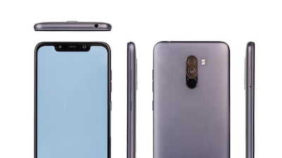 PPFJNR New york, USA - september 24, 2018: Xiaomi pocofone f1 smartphone different views on white isolated background